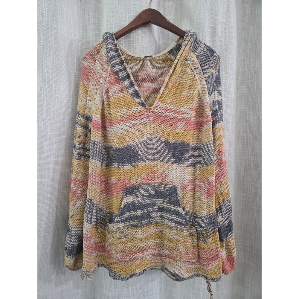 Free People Snowcone Knit Sweater Hoodie Oversized Women's XS Hippie BoHo